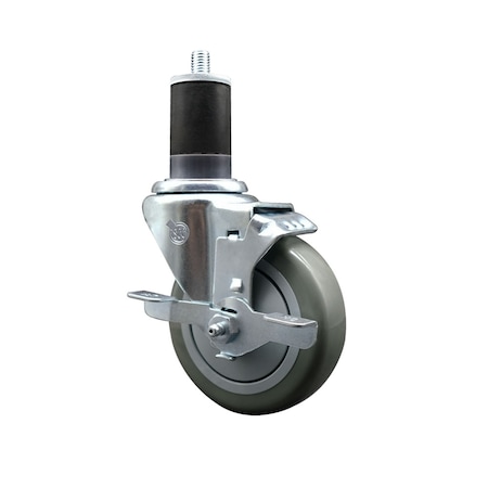 Service Caster 4'' SS Gray Poly Swivel 1-5/8'' Expanding Stem Caster with Brake SCC-SSEX20S414-PPUB-TLB-158